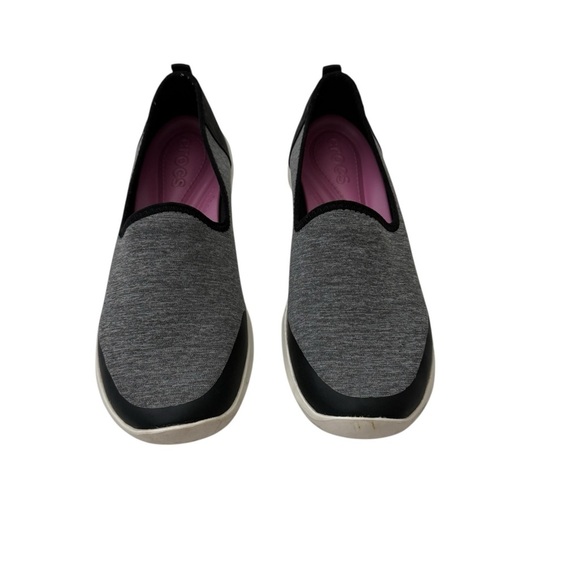 CROCS Women's Gray and Black Slip-On Sneakers Size 10W - Picture 1 of 8